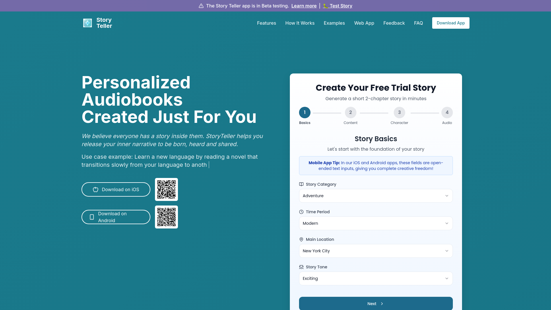 Story Teller - Main product screenshot demonstrating key features and user interface