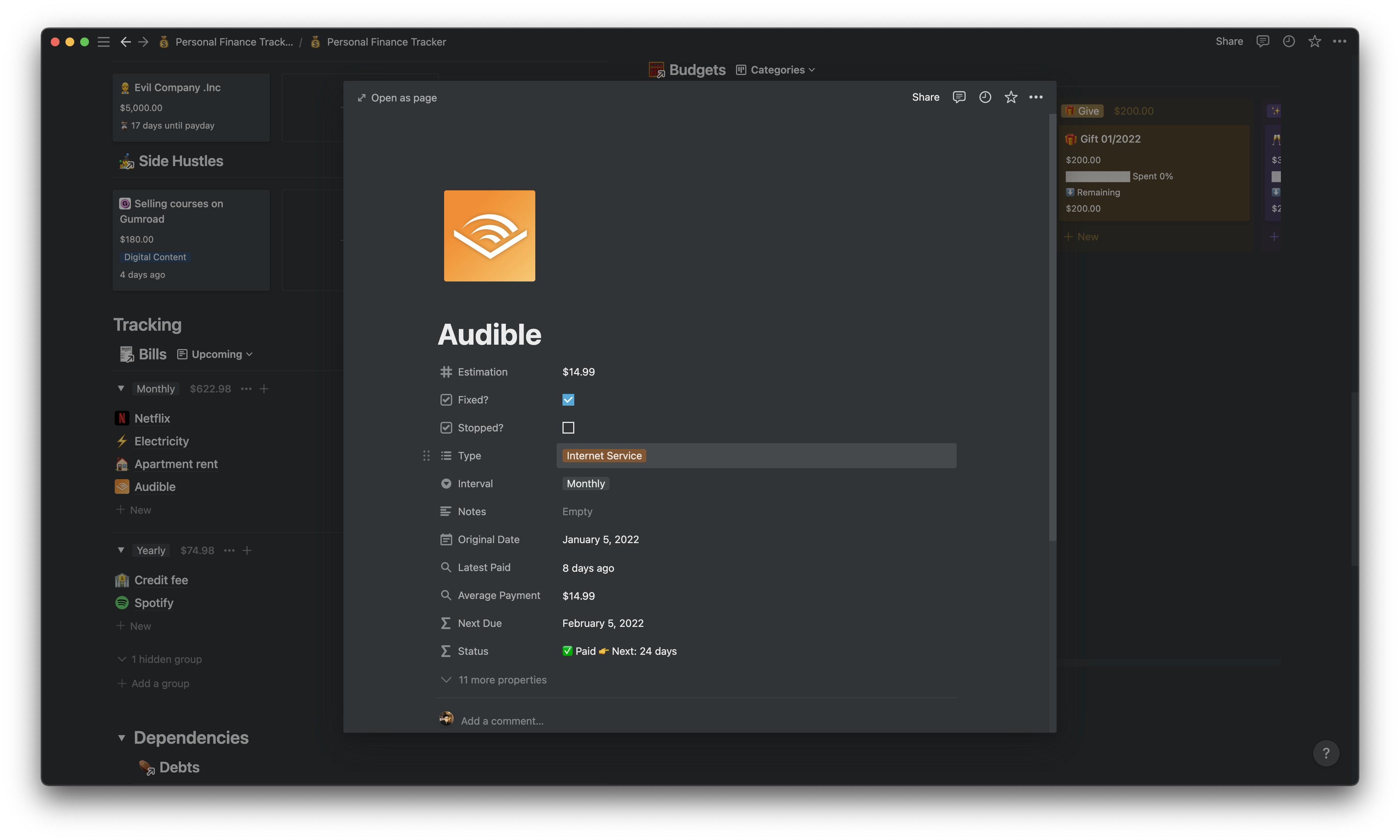 Notion Template: Finance Tracker gallery image