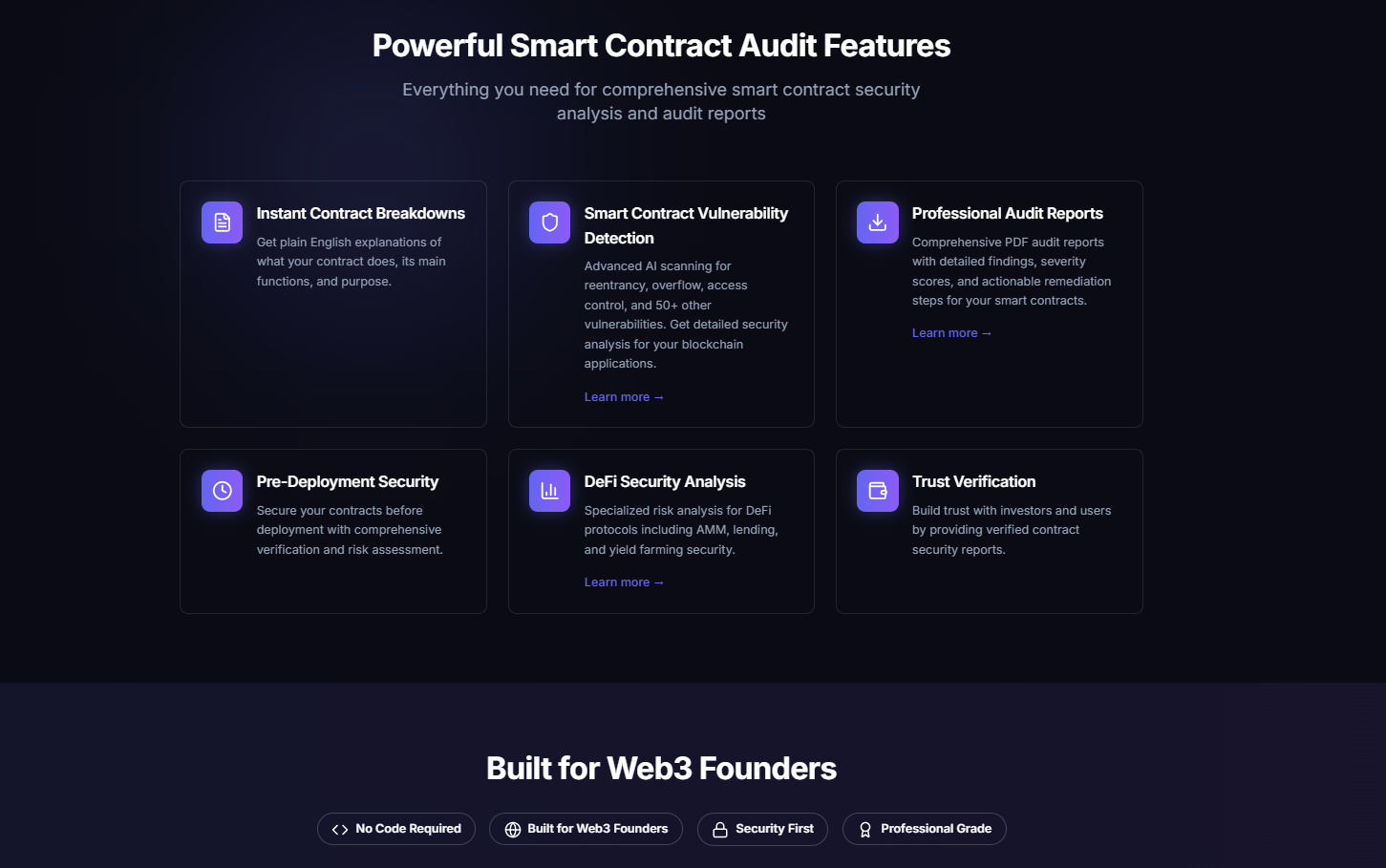 Mídia 4 de SmartContractAuditor.ai - Segurança de IA contínua e explicável para cada contrato inteligente