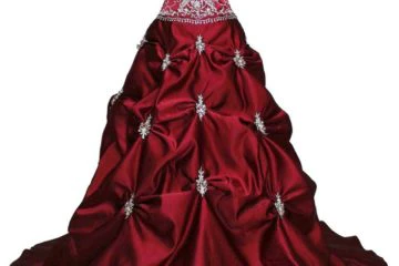 Vantexi Embroidery Wedding Dress Burgundy Bridal Gown