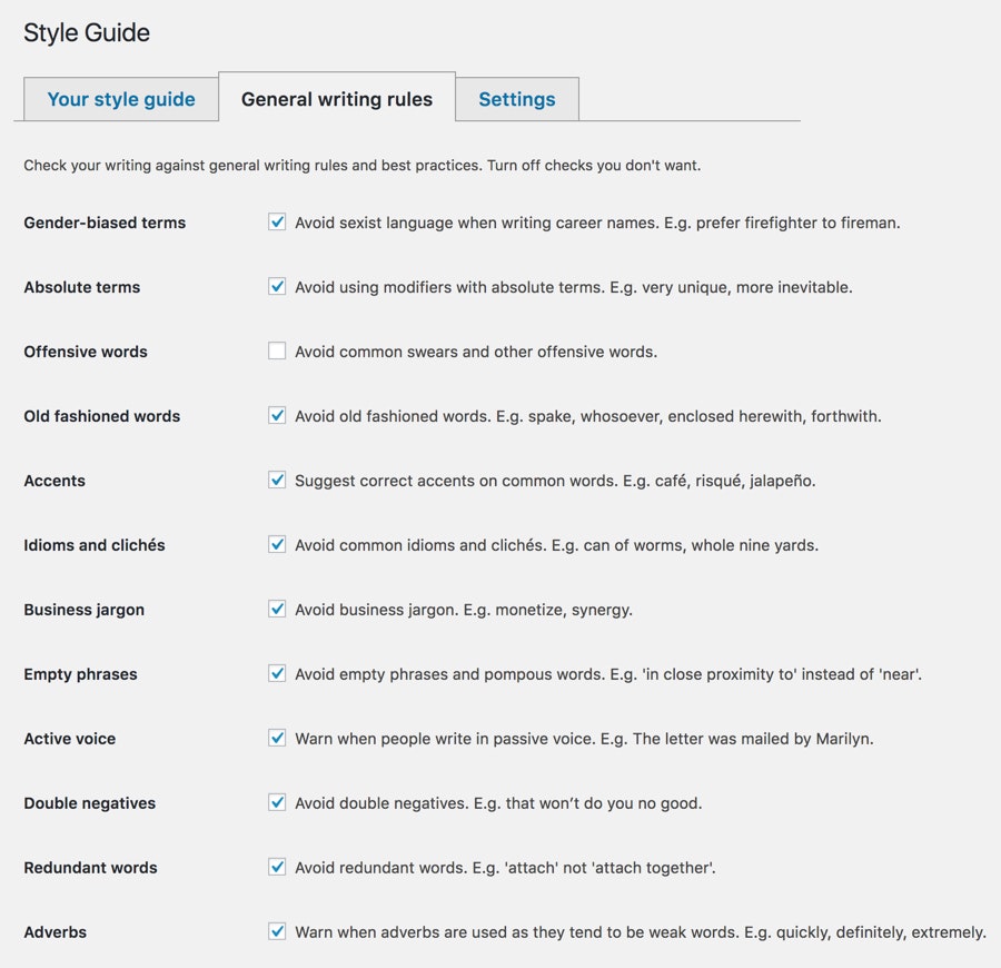 Editorial Style Guide Checker - Editist WordPress Plugin gallery image