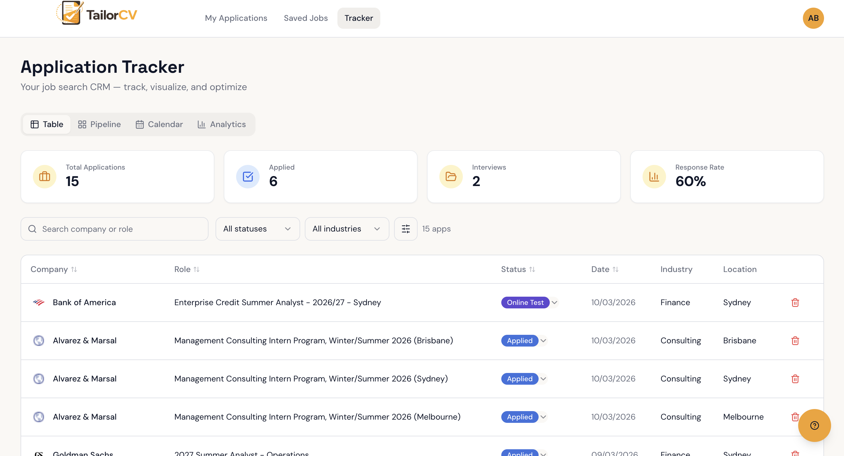 TailorCV - Screenshot 4 showing product features and functionality