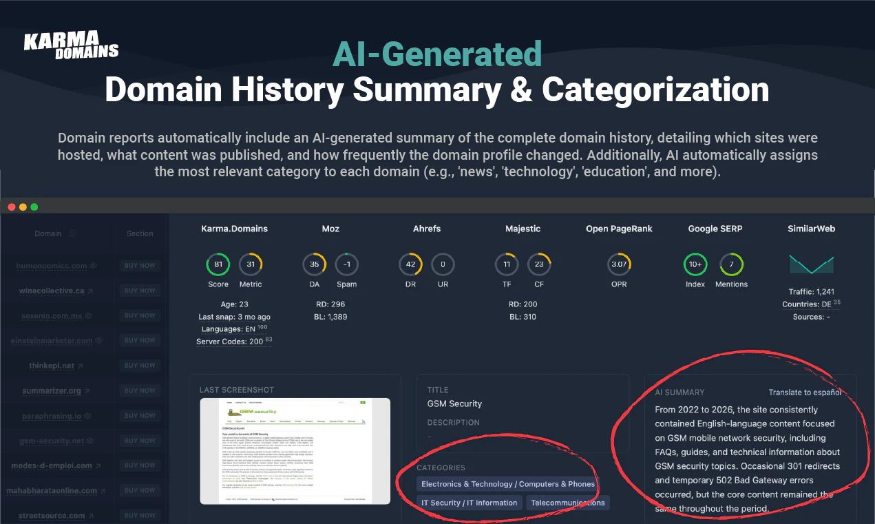 Karma.Domains: AI Search 7M+ Domains 截图 4