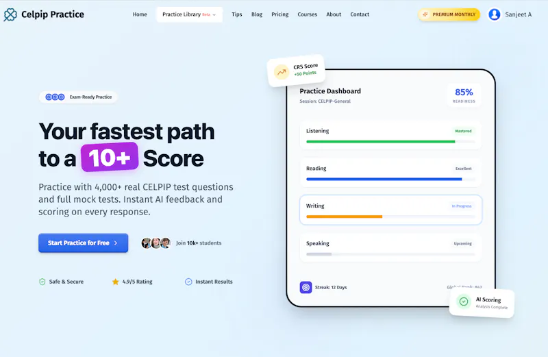 CelpipPractice.com screenshot 1