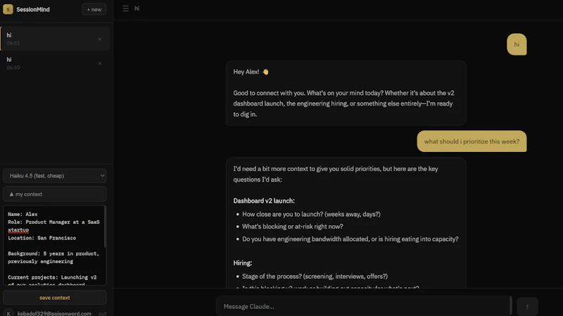 SessionMind screenshot 2