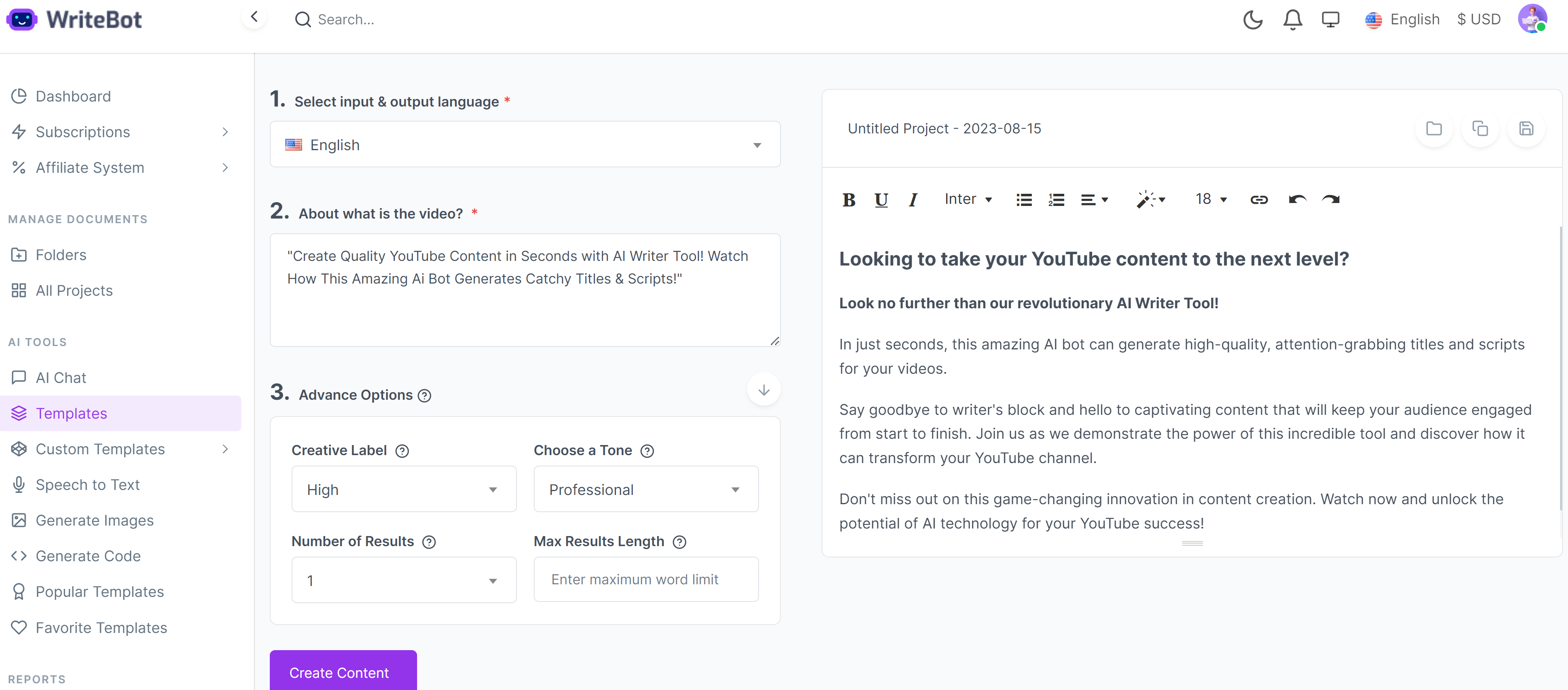 Schrijfbot ai - 10x meer inhoud, sneller voor blogs, e -mails, sociaal en meer media 6