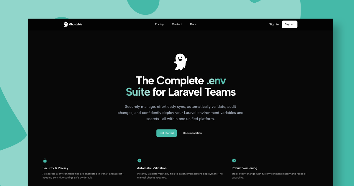 ゴースト可能 - Laravelチームの安全な環境管理。メディア1