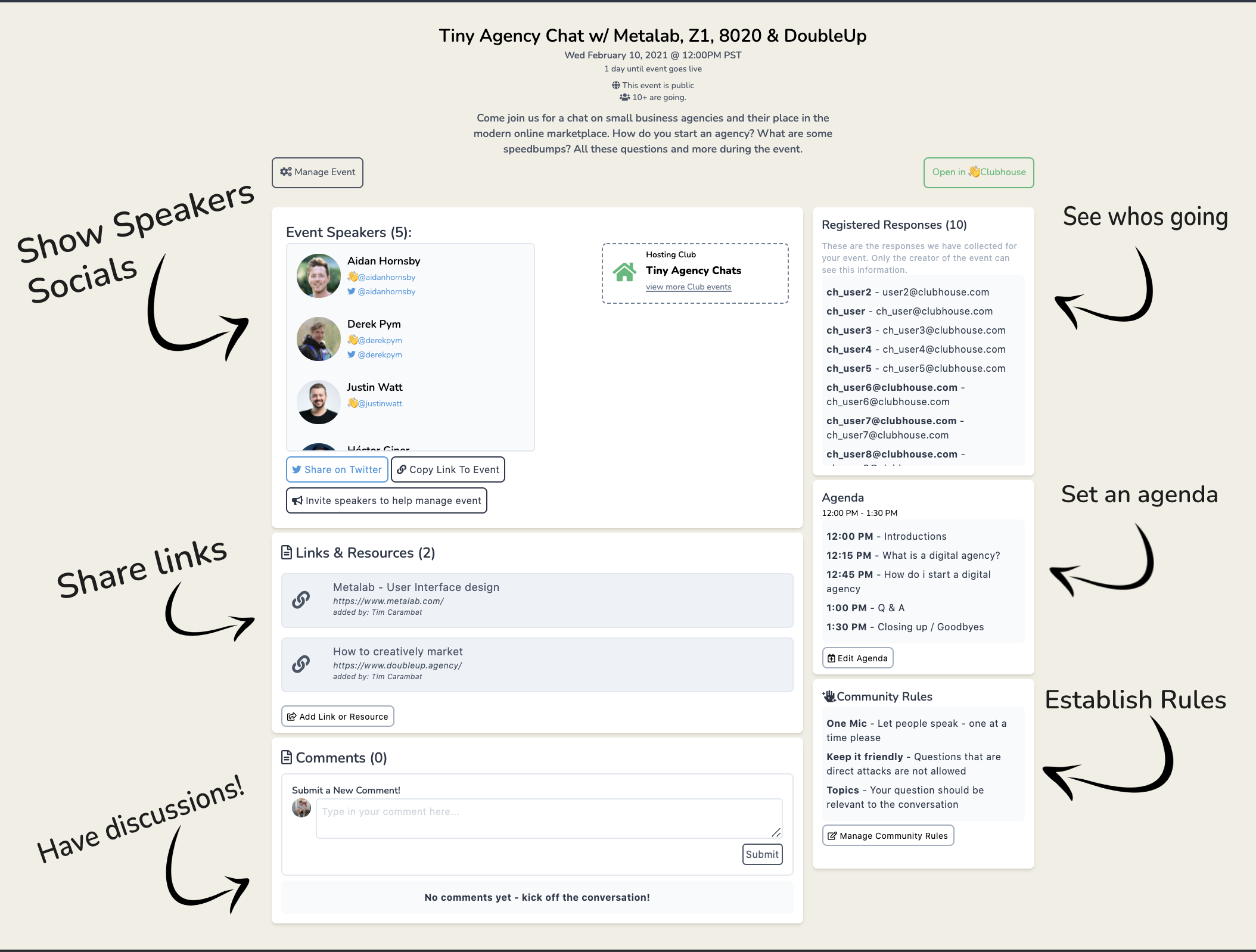 Host Notes for Clubhouse gallery image