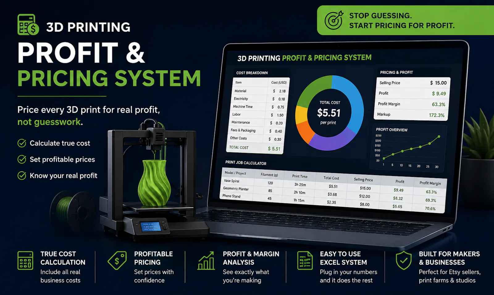 3D Printing Profit & Pricing System screenshot 1