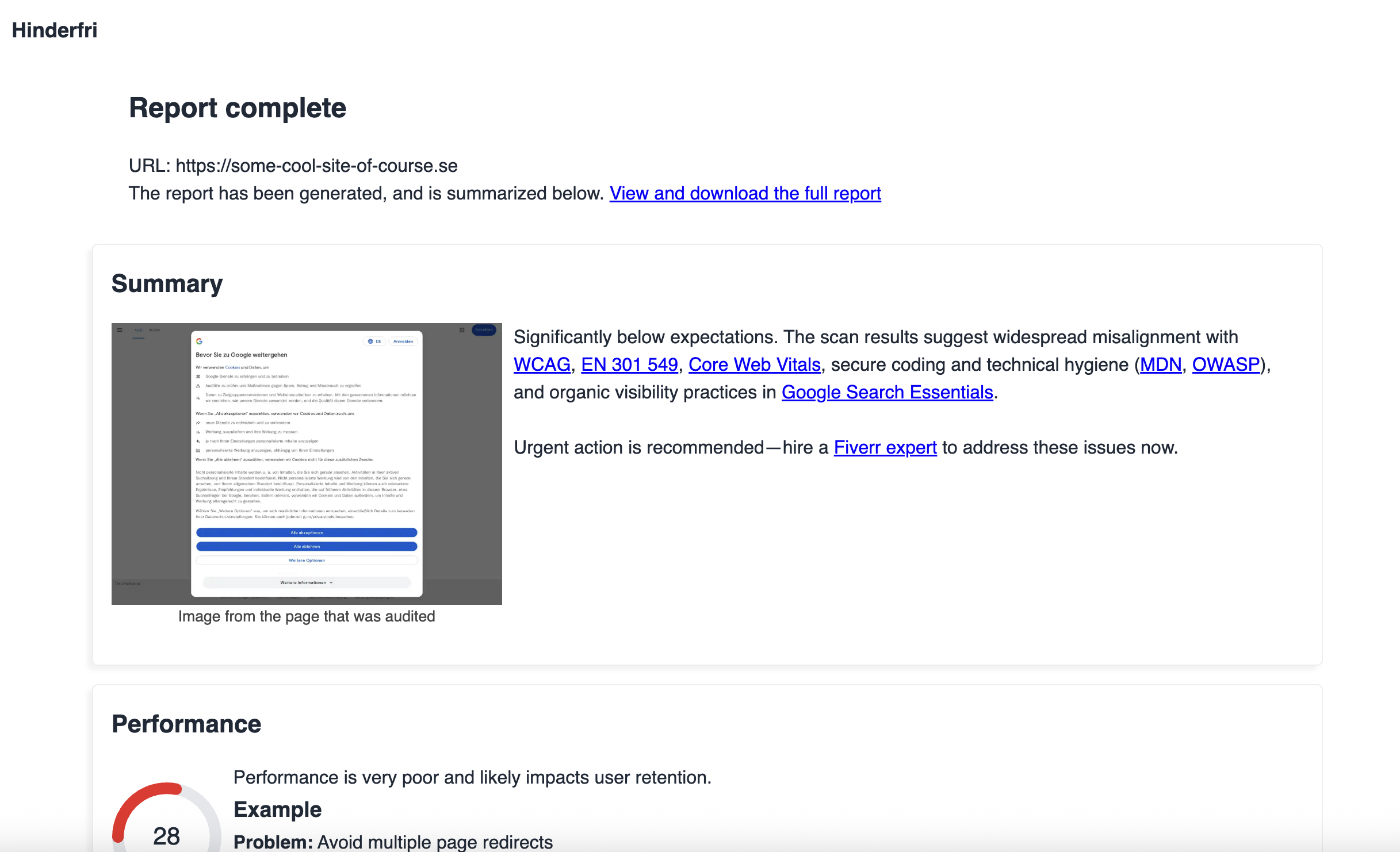 Hinderfri - free website audit media 2