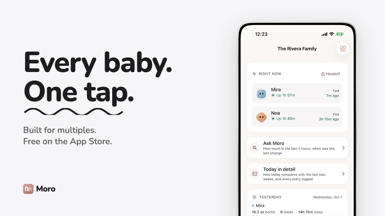 Moro - Twins & Baby Tracker screenshot 1
