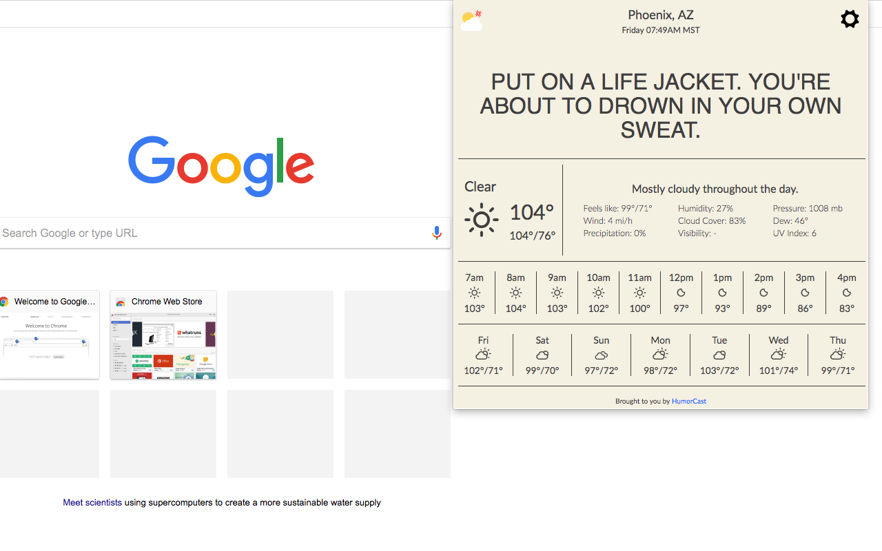 HumorCast Extension - Funny Accurate Weather gallery image