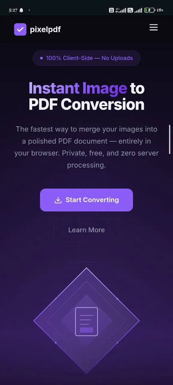 Banner del producto Pixelpdf - Image to PDF Converter