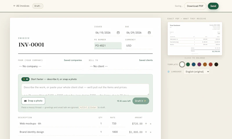 Plainvoice screenshot 4