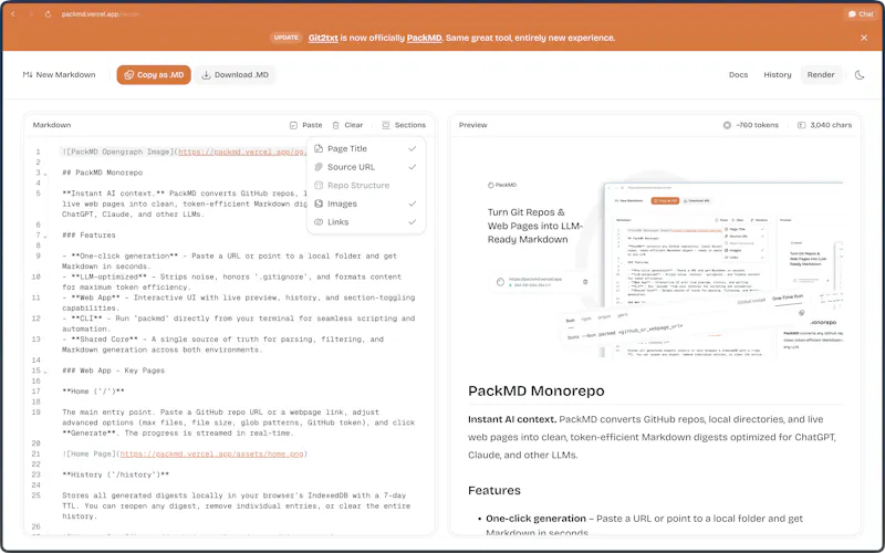 PackMD screenshot 5