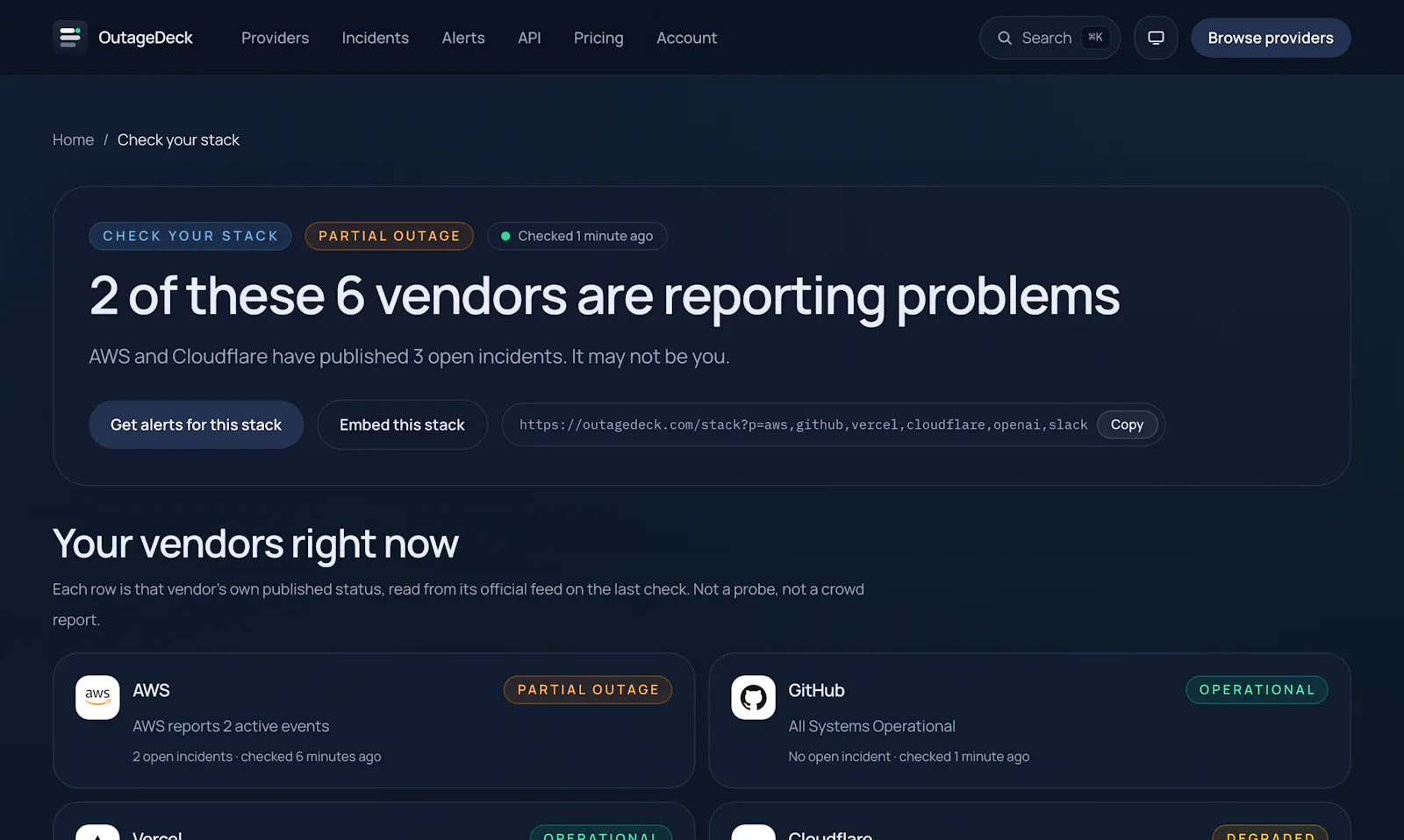 OutageDeck screenshot 1