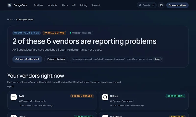 OutageDeck screenshot 1
