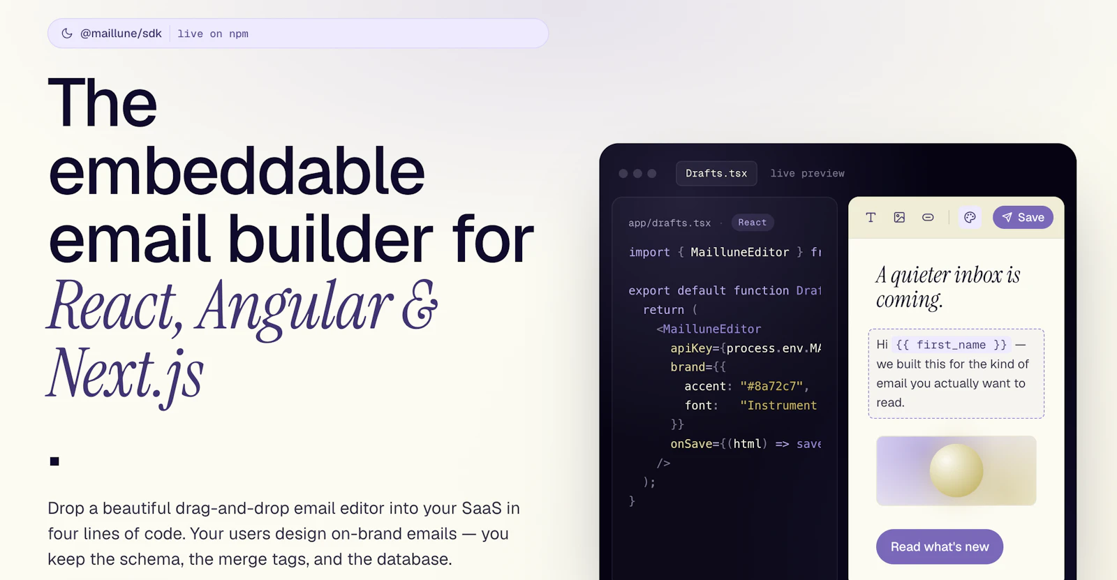 Maillune — Embeddable Email Builder SDK screenshot 1