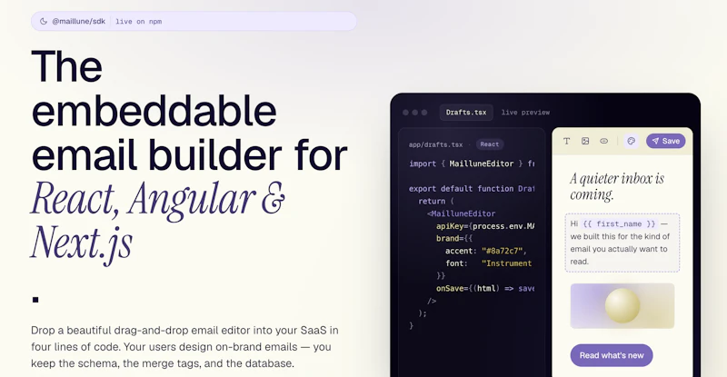 Maillune — Embeddable Email Builder SDK screenshot 1