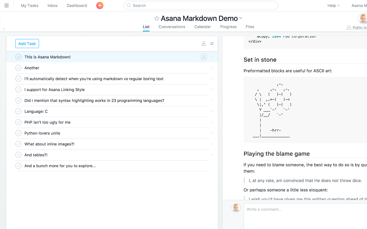 Asana Markdown and Syntax Highlighting gallery image