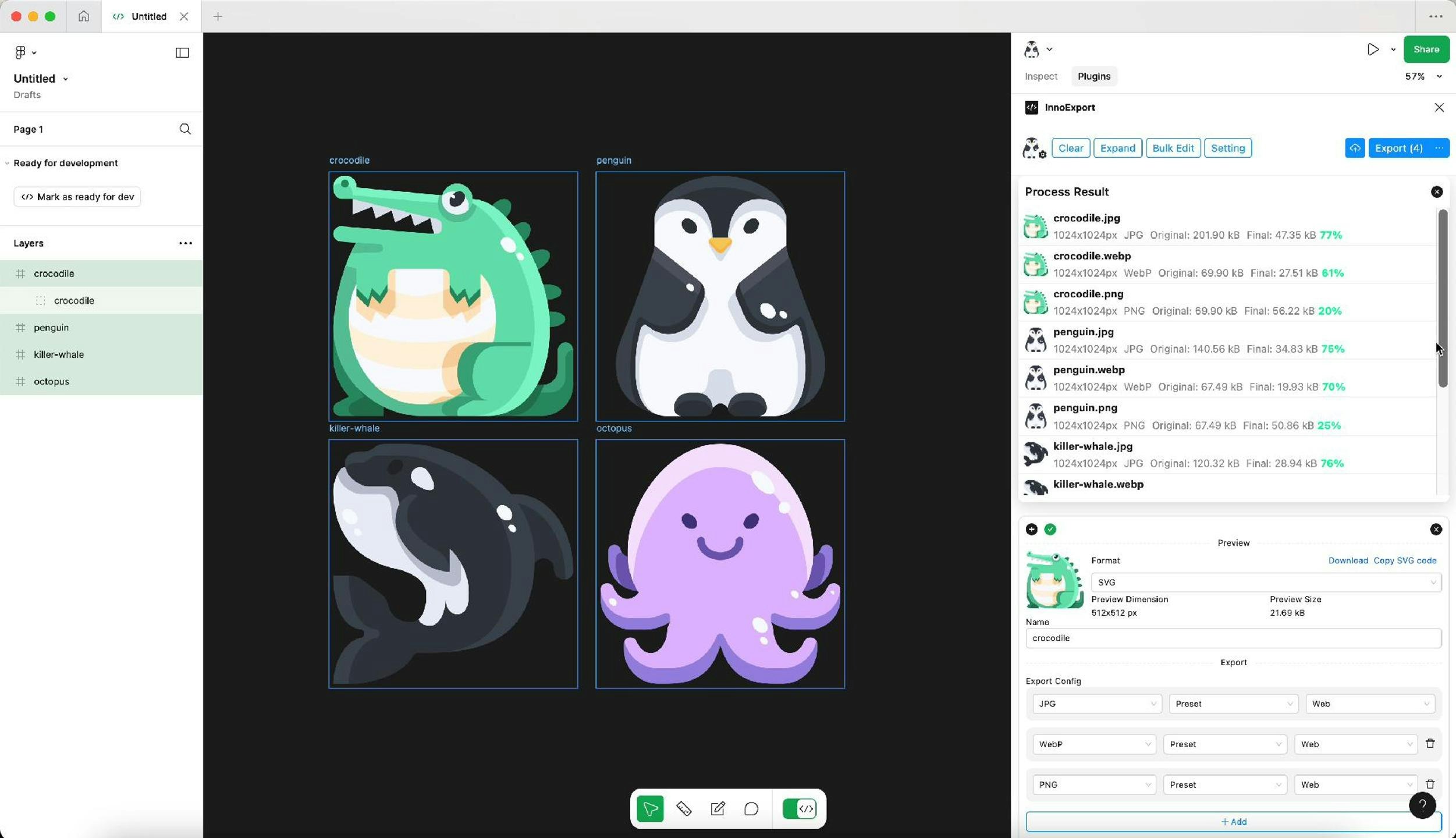 Innoexport para figma - Exportar, comprimir, descargar y cargar imágenes de Figma media 3