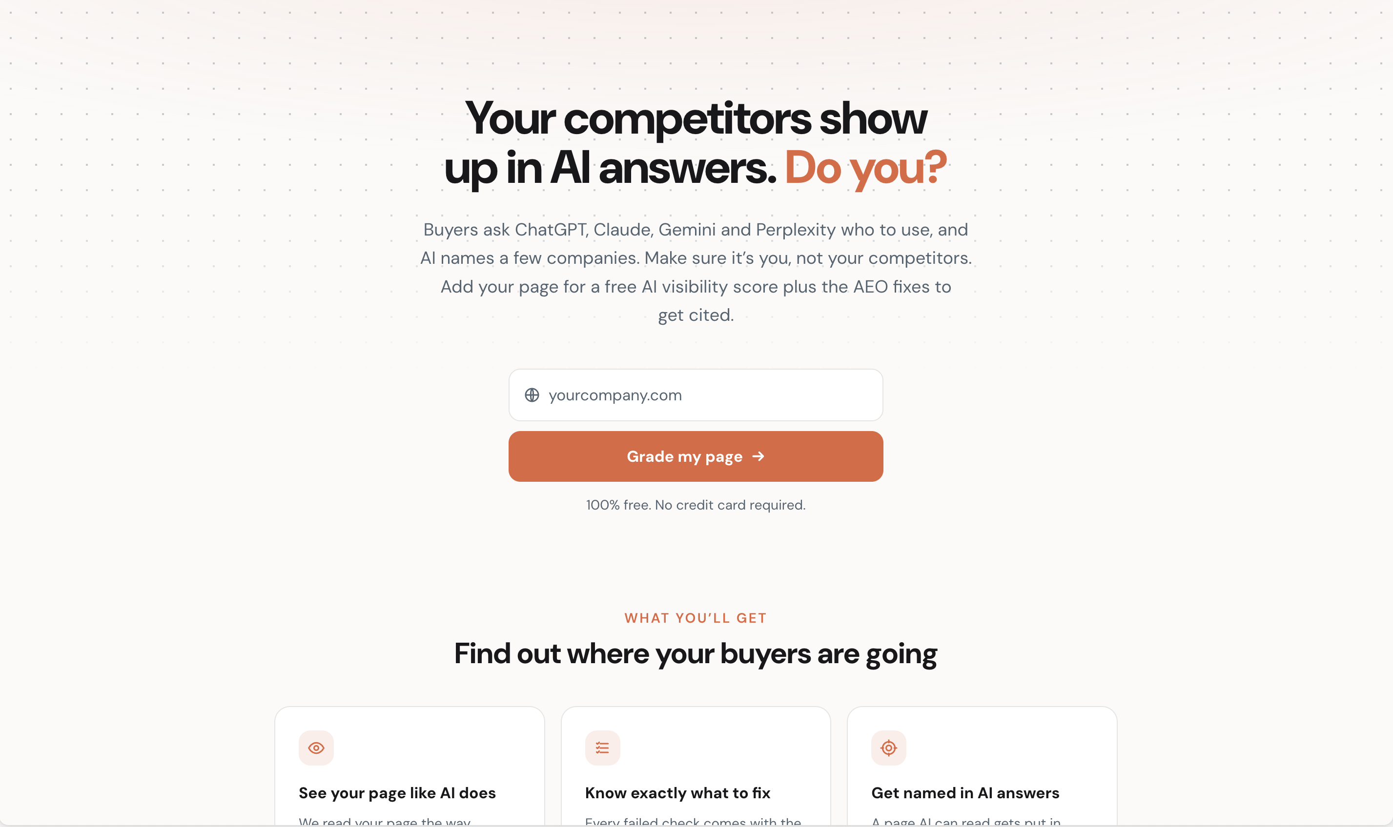 Free AEO Checker: Does AI recommend you? gallery image