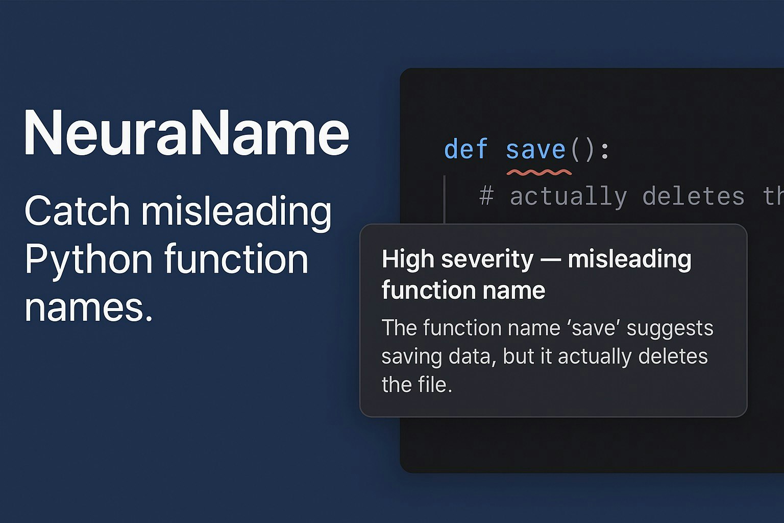 NeuraName - Main product screenshot demonstrating key features and user interface
