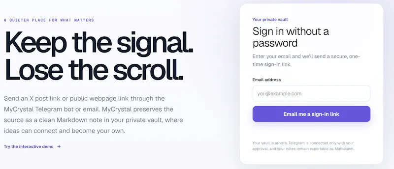 MyCrystal — X posts and web to Markdown screenshot 3