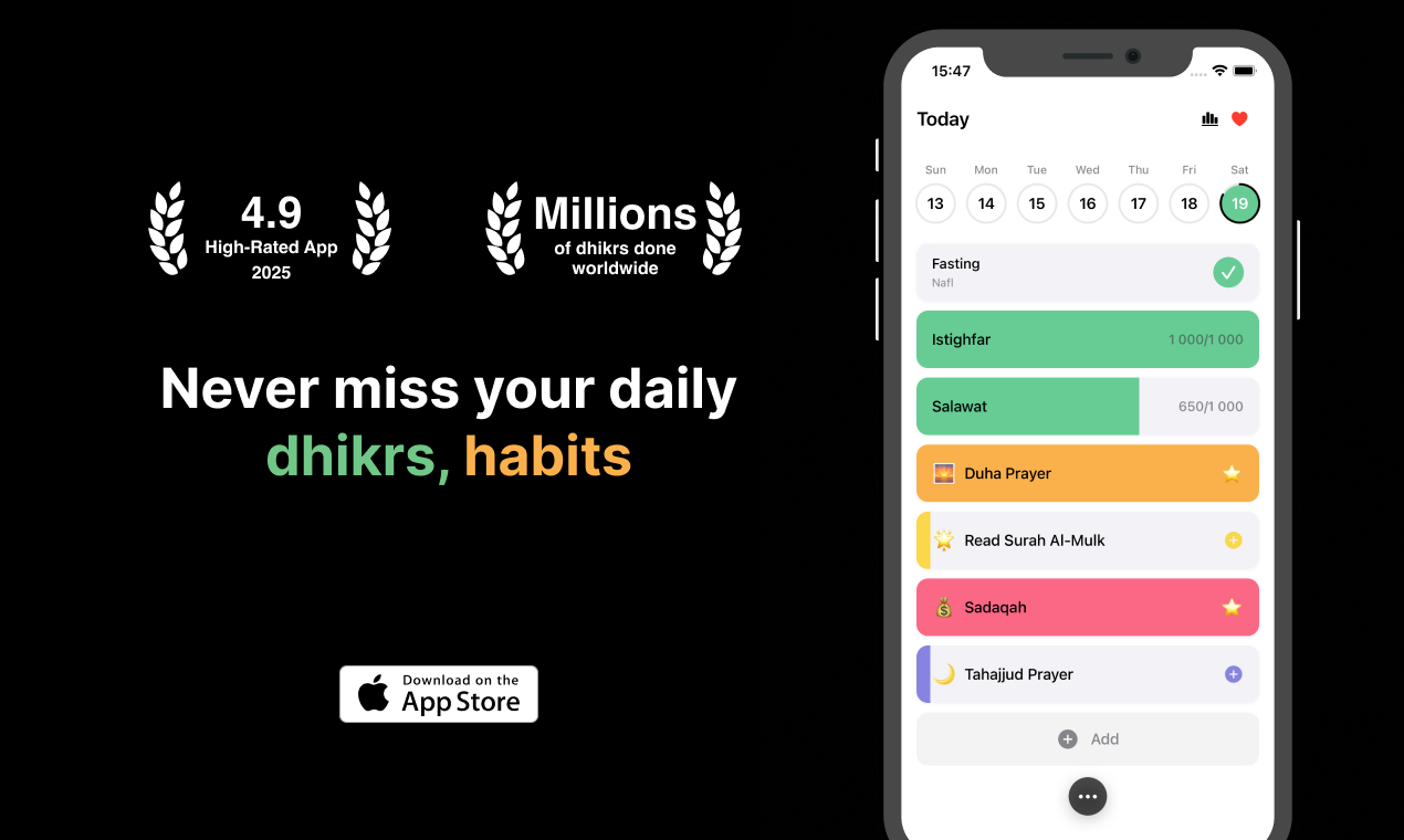 Полный мусульманский Dhikr & Dibbeter Tracker - Производительность iOS Мусульманский трекер Dhikr Castings Salah Two медиа 1
