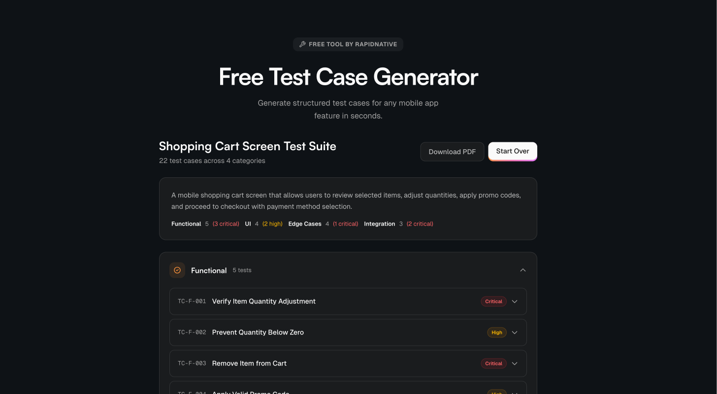 RapidNative free tools gallery image