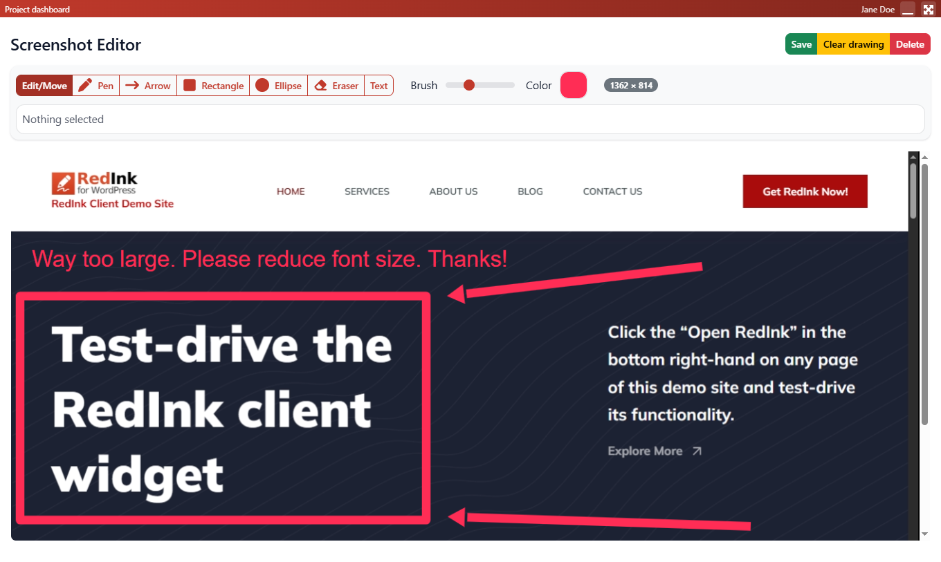 Website feedback tool for WordPress gallery image