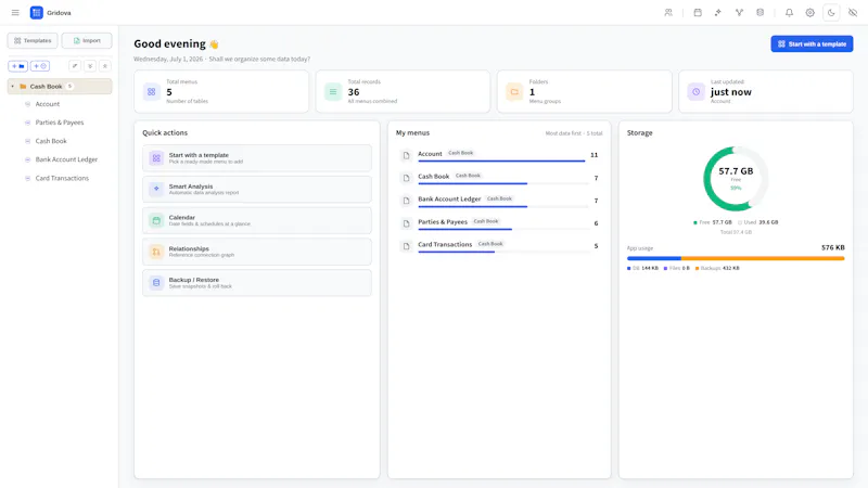 Gridova screenshot 1