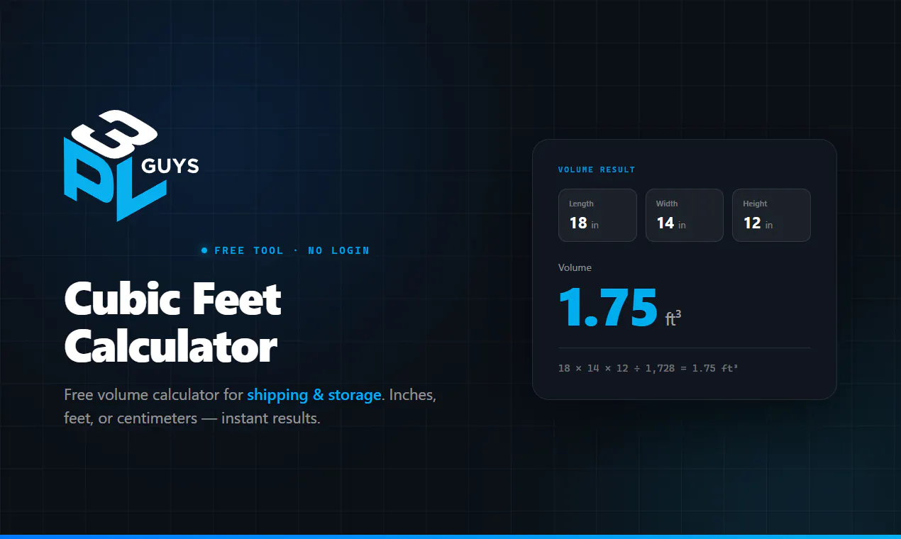 Cubic Feet Calculator by 3PLGuys gallery image