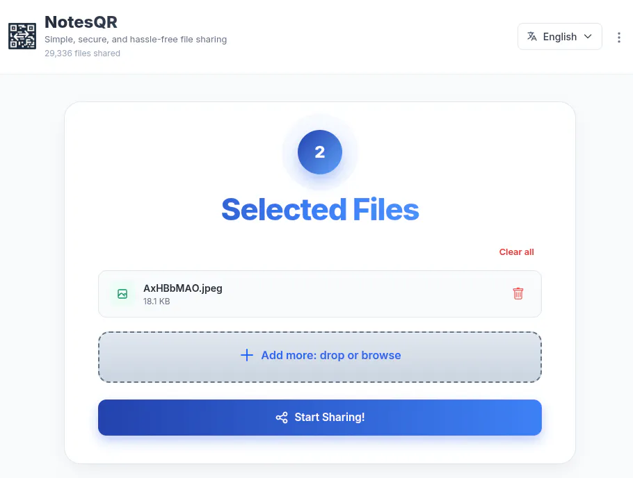 NotesQR - P2P file sharing screenshot