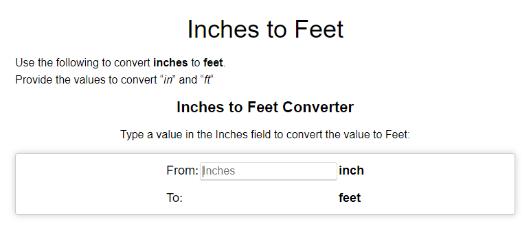 Inch to Feet Converter gallery image