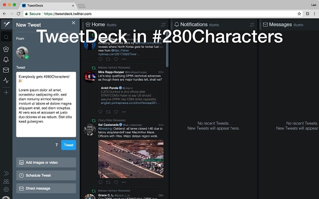 TweetDeck in #280Characters Image