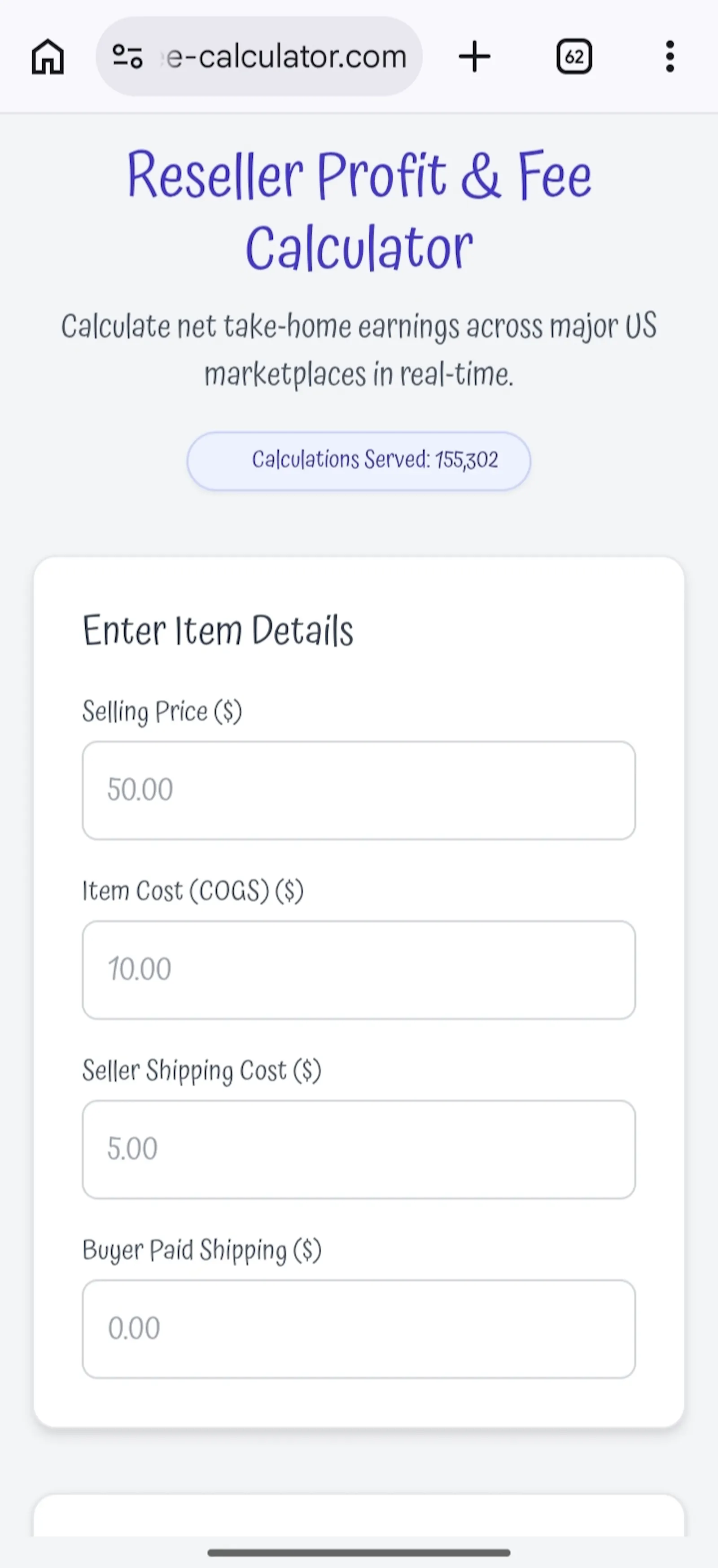 Reseller Fee Calculator screenshot 2