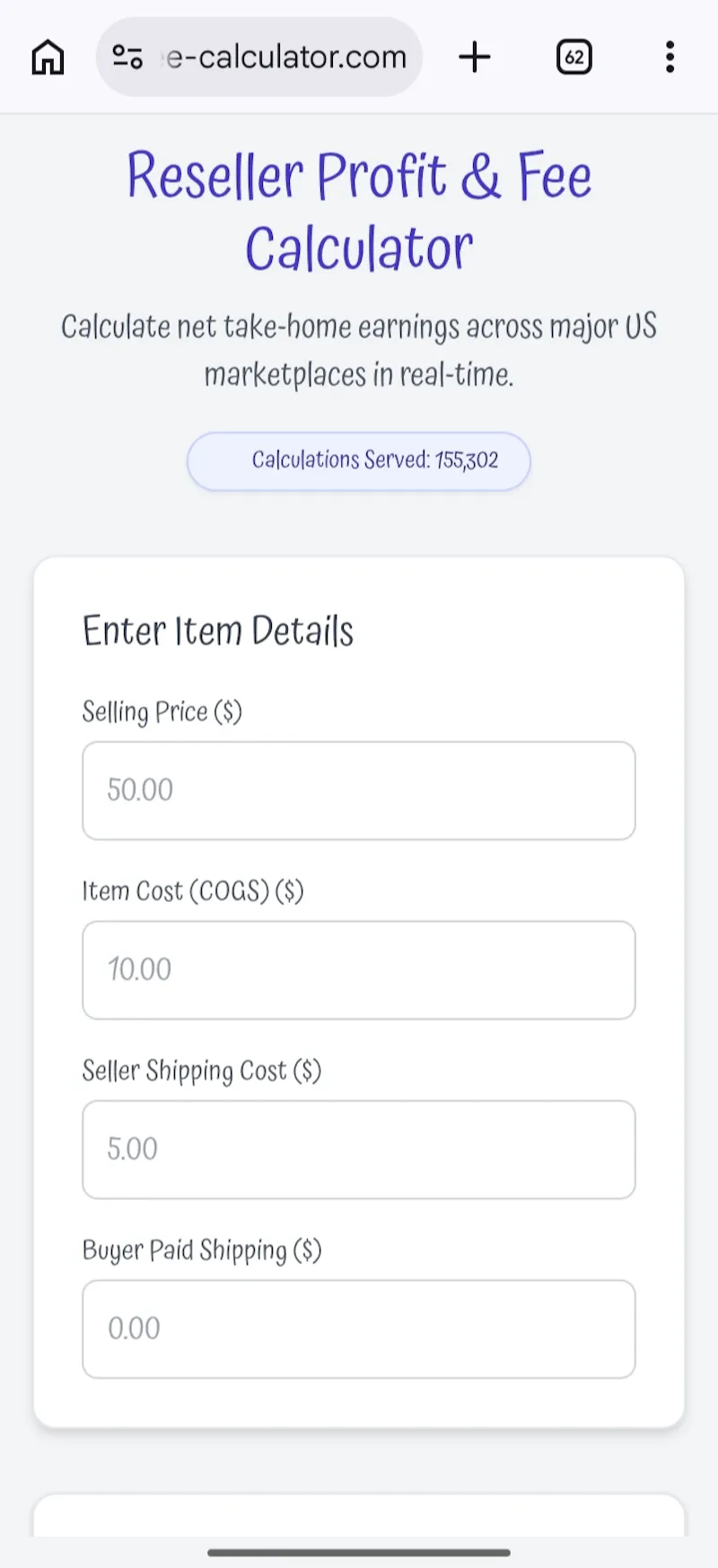 Reseller Fee Calculator screenshot 2