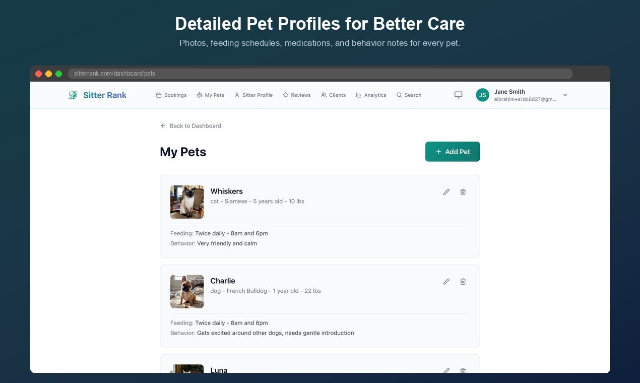 Sitter Rank - Main product screenshot demonstrating key features and user interface