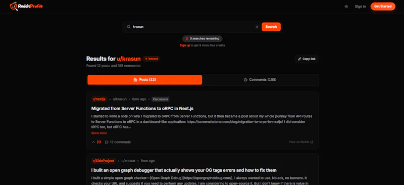 View Any Reddit Profile Instantly screenshot 2