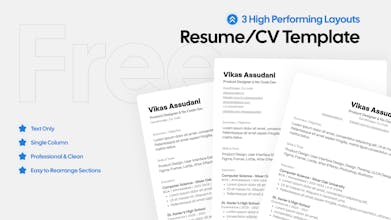 Text Only One Column Resume CV Template gallery image