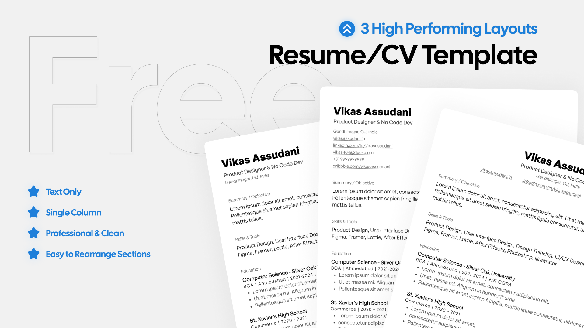 하나의 열만 이력서 CV 템플릿 만 텍스트합니다 - 당신의 꿈의 직업 이력서를 몇 분 안에 제작하십시오 미디어 1