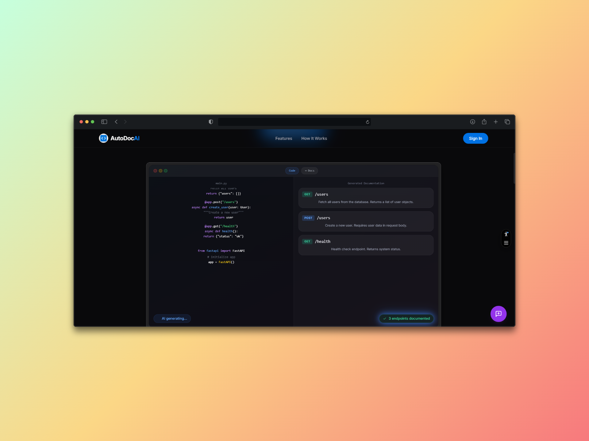 AutoDocAI - Screenshot 3 showing product features and functionality