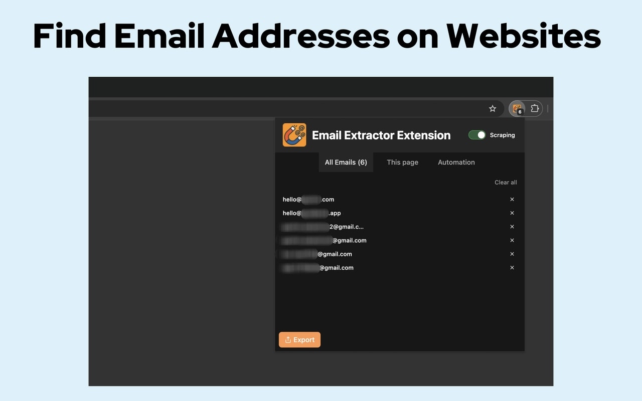Email Extractor Extension - Screenshot 2 showing product features and functionality