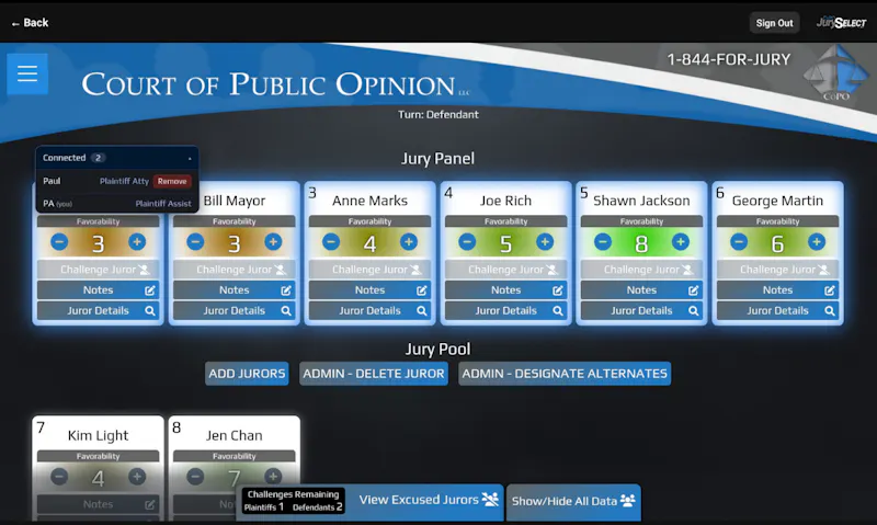COPO JurySelect screenshot 4