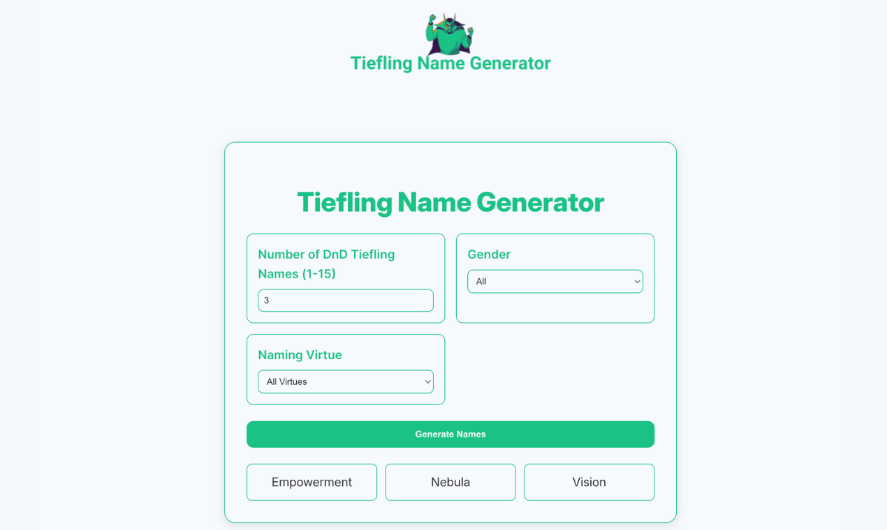 Tiefling Names Generator - D&D gallery image