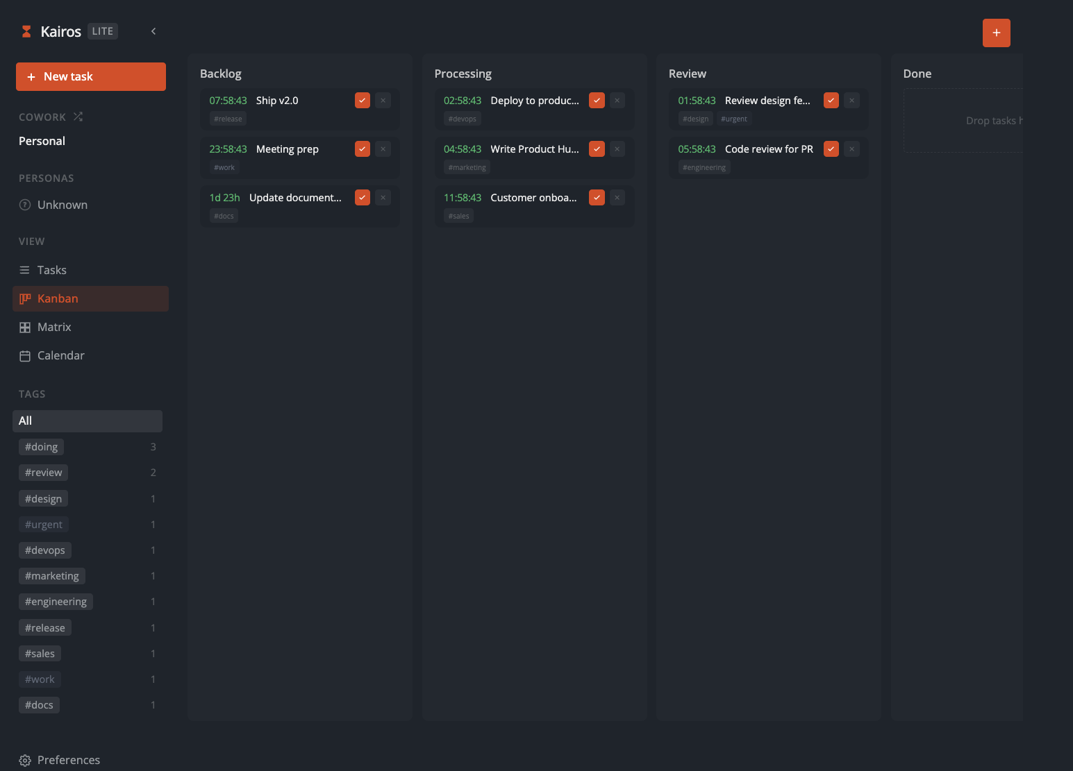 Kairos - Main product screenshot demonstrating key features and user interface