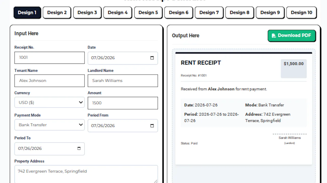 Rent Receipt Generator-Online product