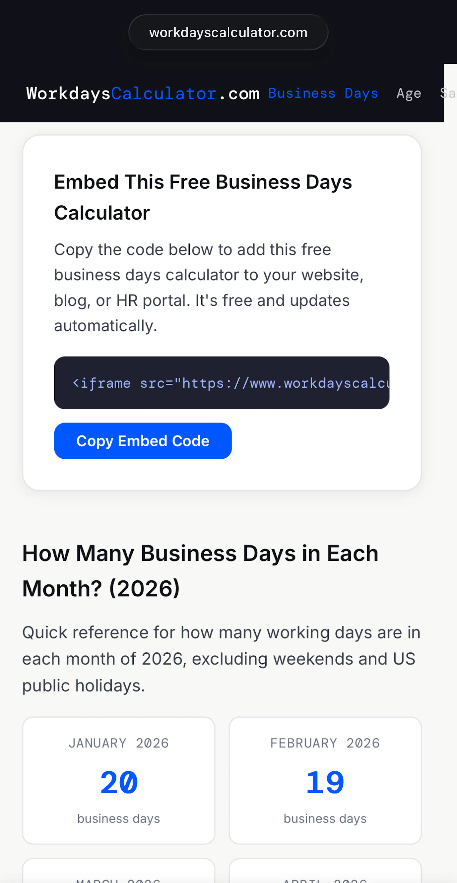 WorkdaysCalculator.com screenshot 3