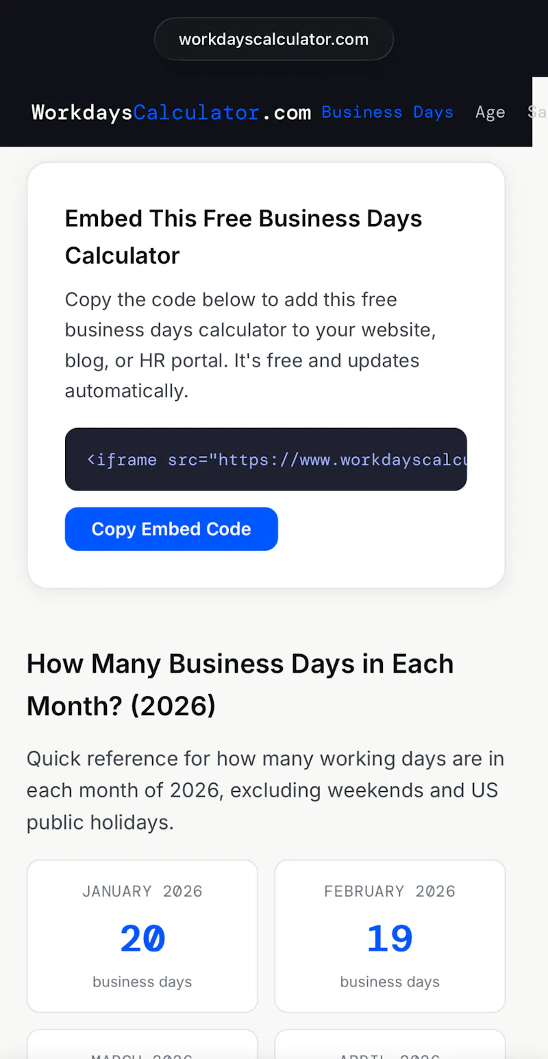 WorkdaysCalculator.com screenshot 3